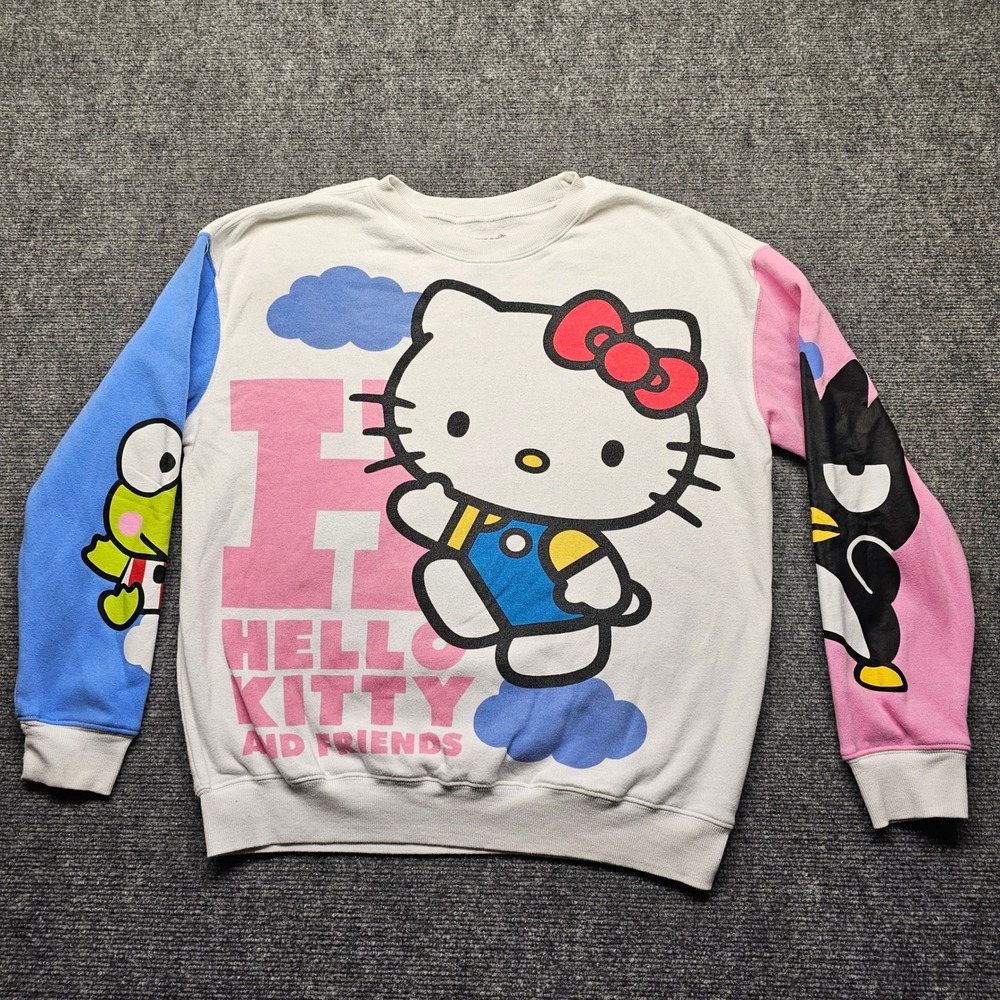 Sanrio Hello Kitty and Friends Colorblock Sweatshirt Medium Keroppi Badtz-Maru